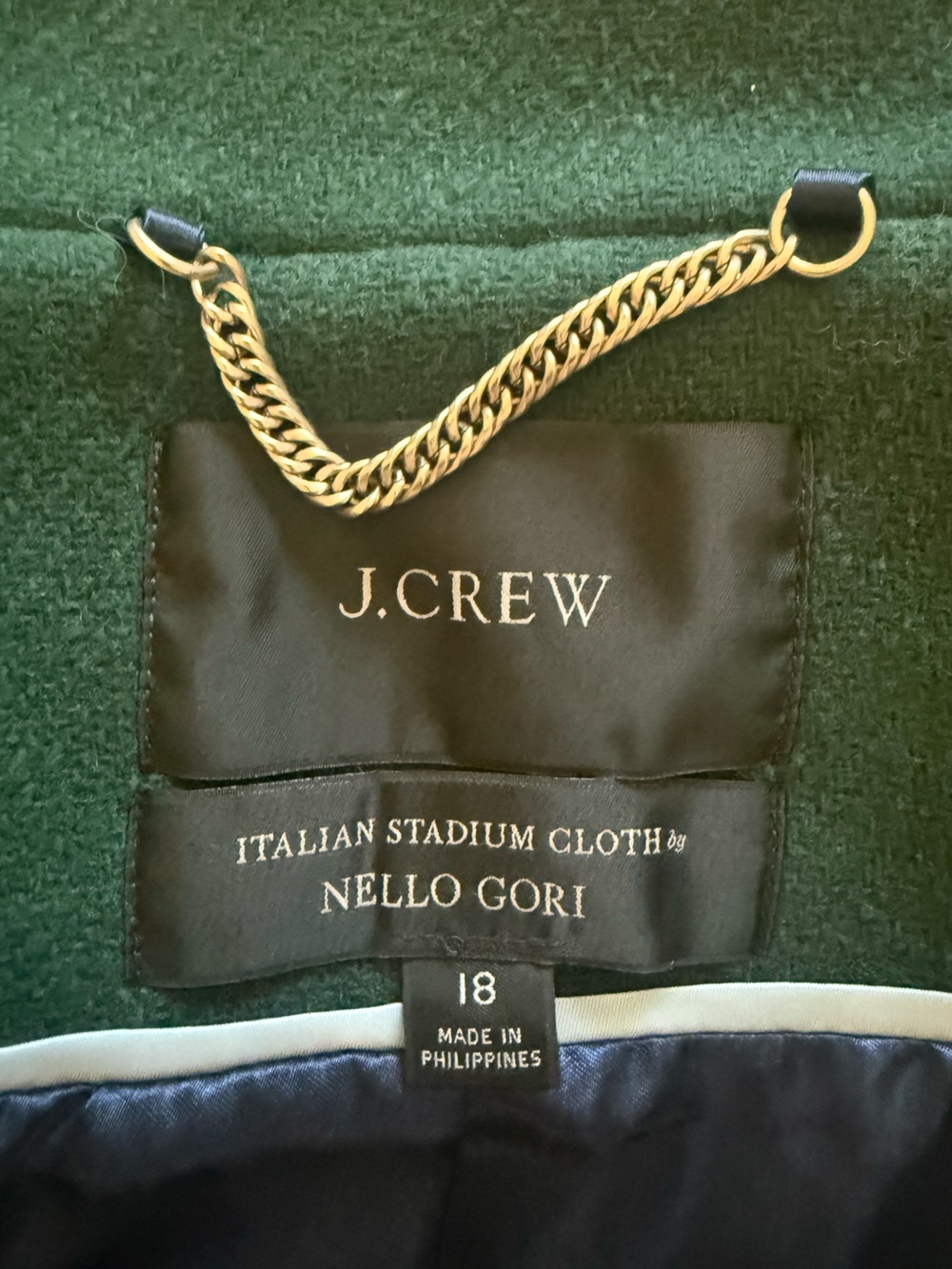 J. Crew Italian Stadium Cloth Wool Coat Forest Green Funnel Neck 18 Nello Gori - Picture 11 of 15